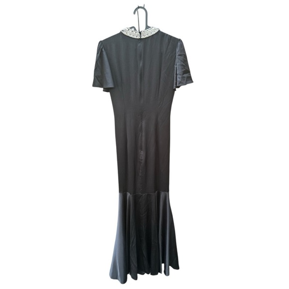 Cinq a Sept Sharma Midi Dress Silk Satin Twist Front Embellished Black - Picture 3 of 11